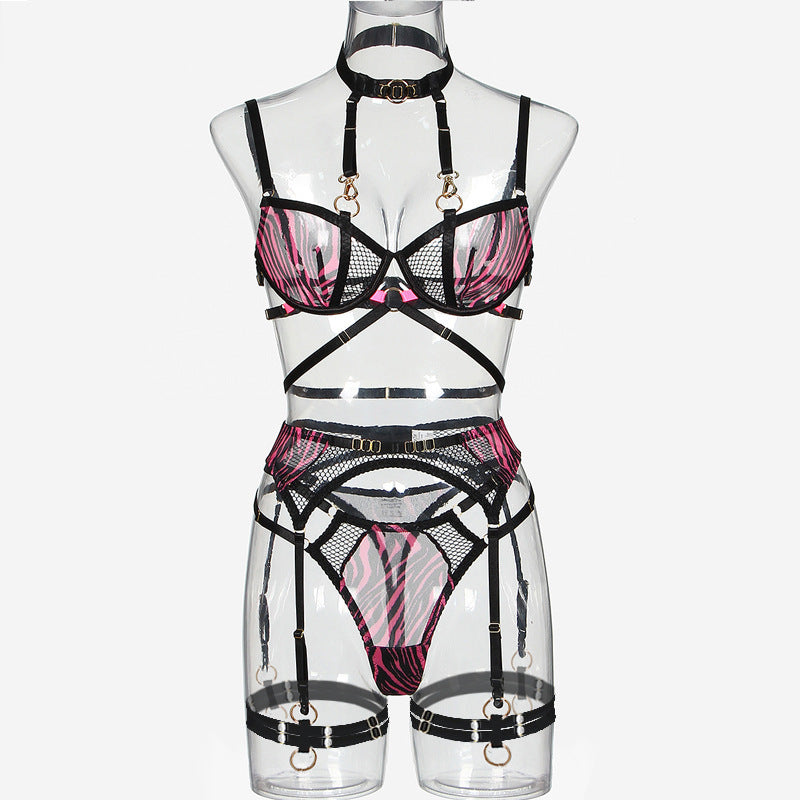 Pink Zebra Print Lingerie Set