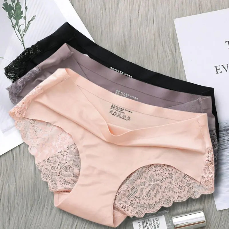 3 Pcs Seamless Satin Panties Set