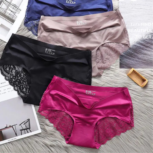 3 Pcs Seamless Satin Panties Set