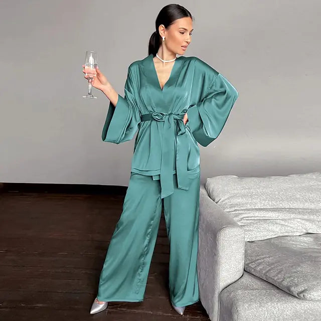 2Pcs Set Satin Sleepwear