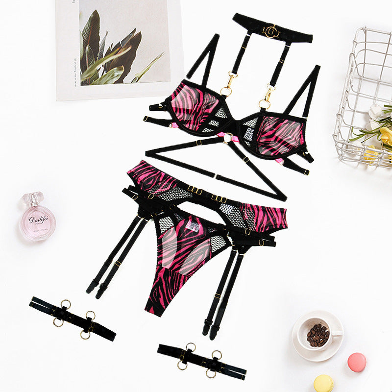 Pink Zebra Print Lingerie Set