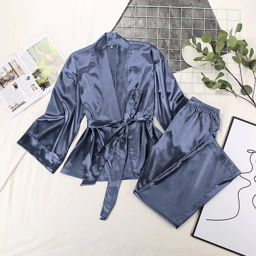 2Pcs Set Satin Sleepwear