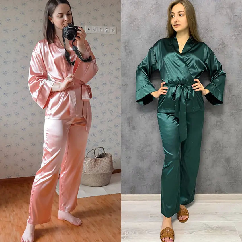 2Pcs Set Satin Sleepwear