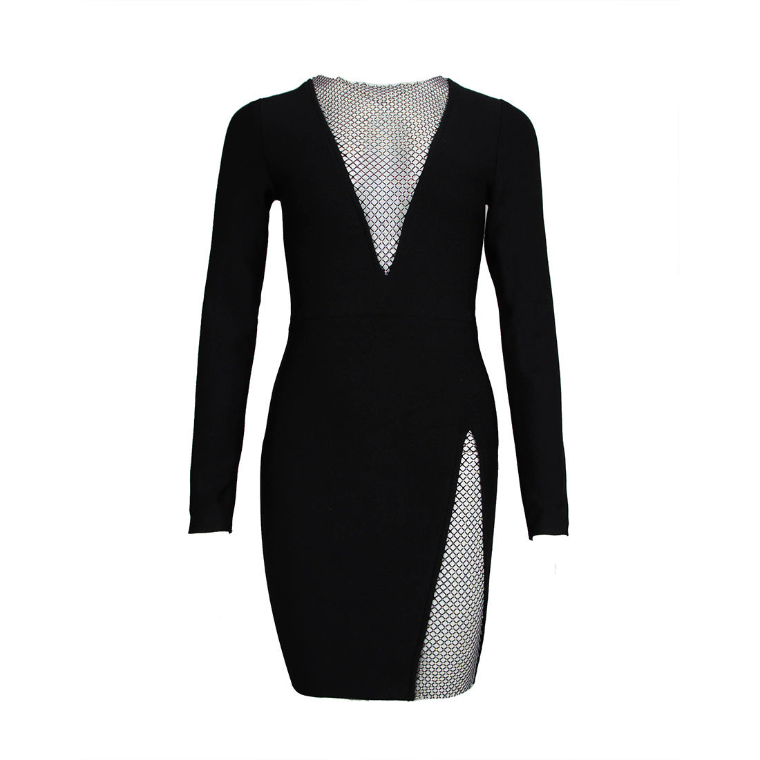 Net Diamond Long Sleeved Dress