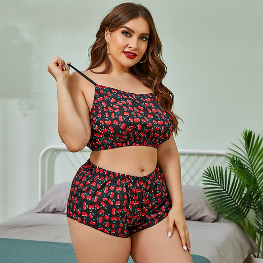 Plus Size 2pcs Apple Lingerie Night Set