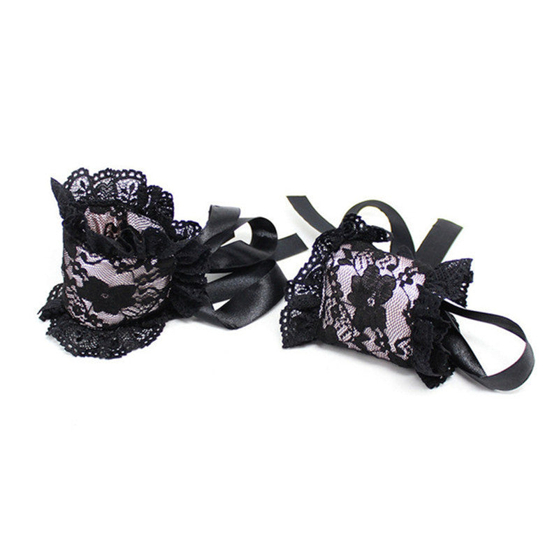 3pcs Lace Blindfold And Handcuffs Set