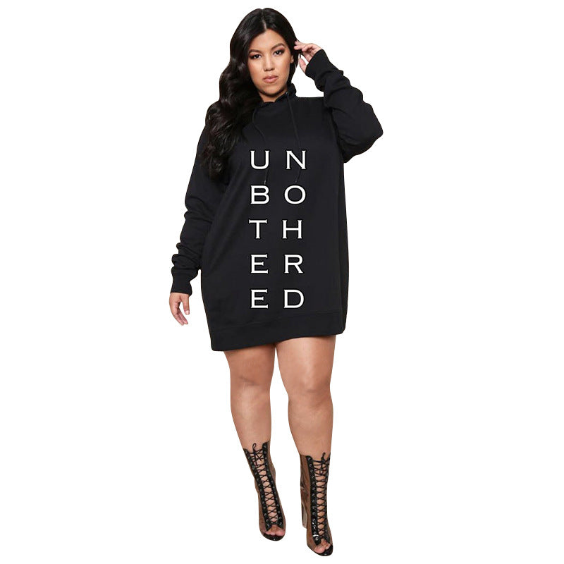 Plus Size Letter Print Hoodie Sweater Dress