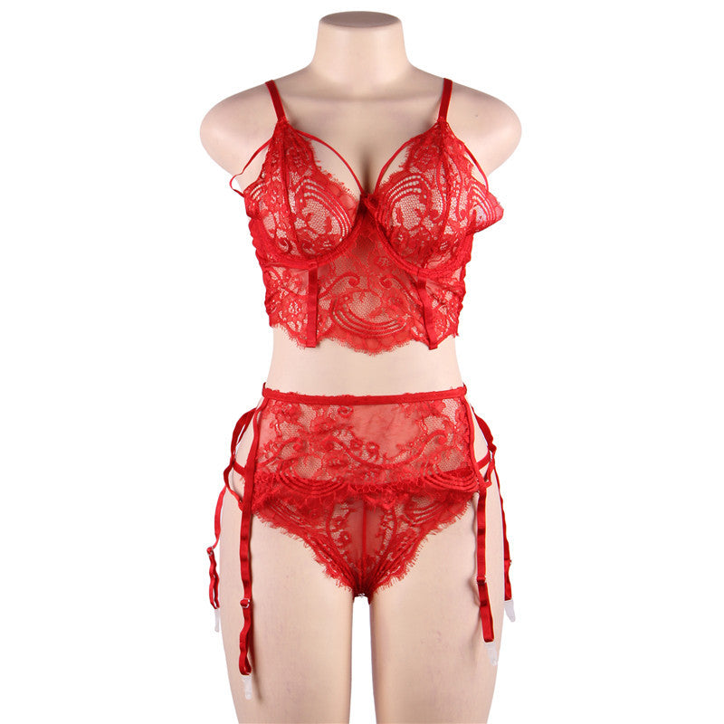 Push Up Top w/ Garter Belt Lingerie Set