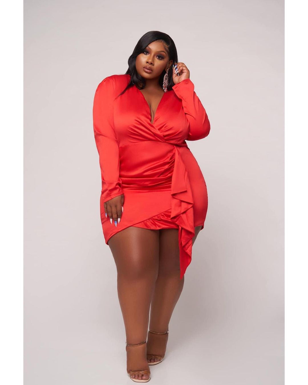 Plus Size Long Sleeve Mini Dress