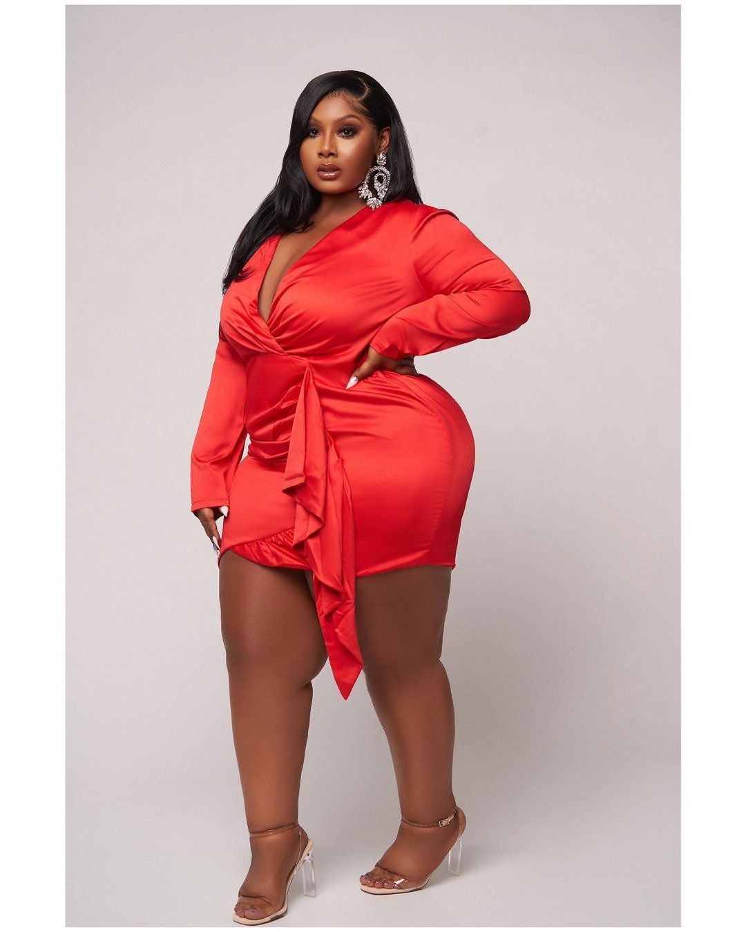 Plus Size Long Sleeve Mini Dress