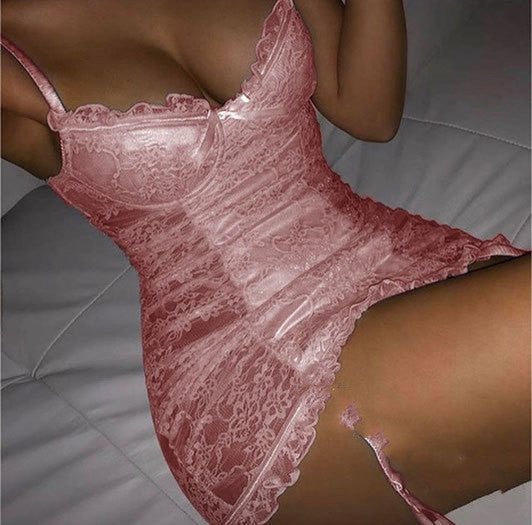 Silk & Lace Lingerie Night Gown Set