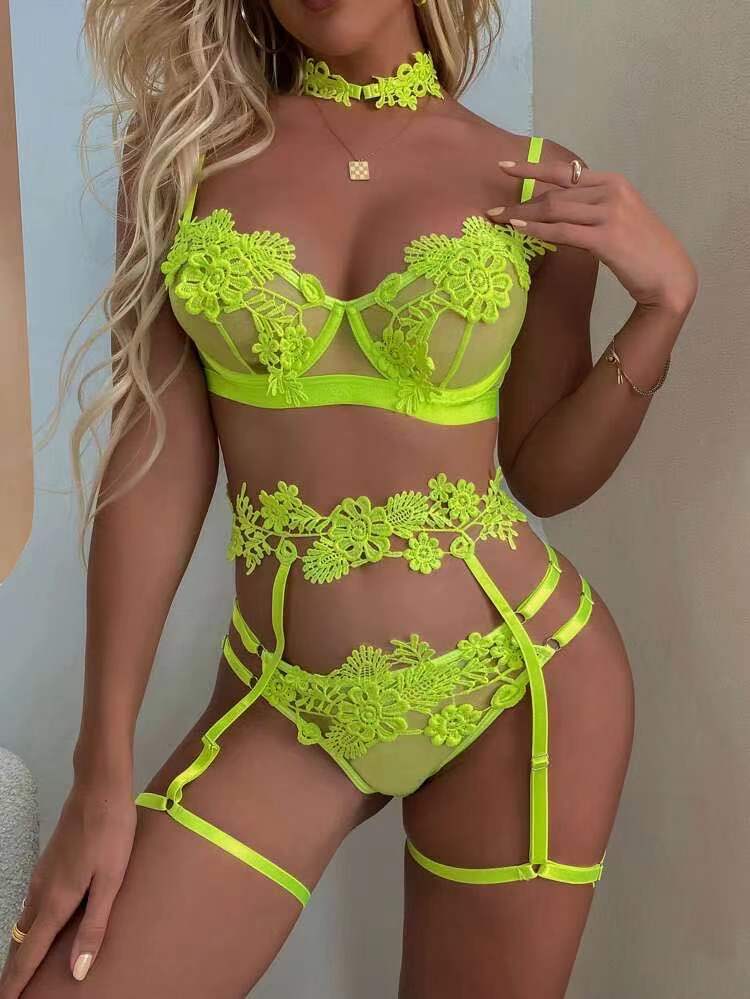 4Pcs Lace-up Lingerie Set