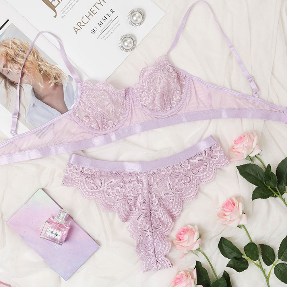 Sexy Lace Flower Bra & Panties Set