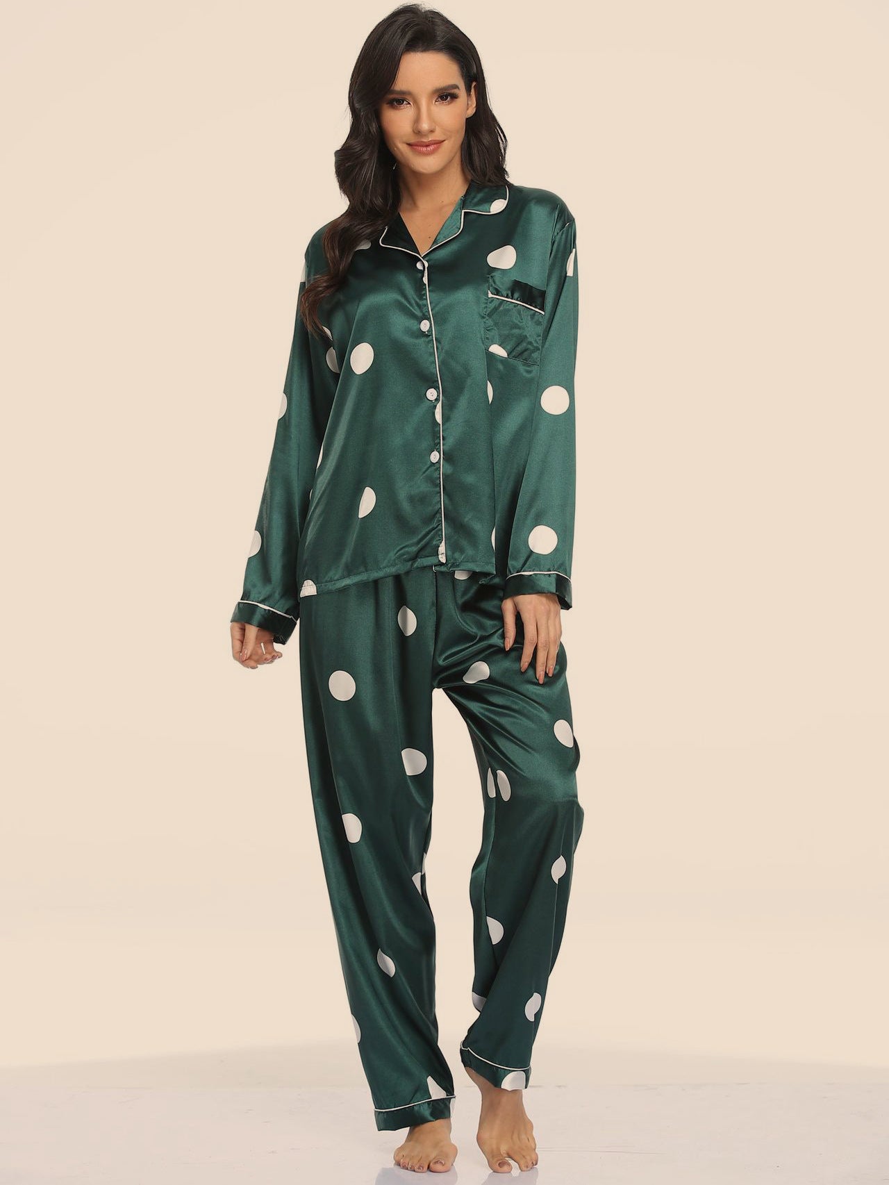 Women Silk Long Sleeve Sleepwear