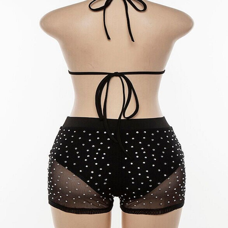 Women's Mesh Sequined Shorts Set