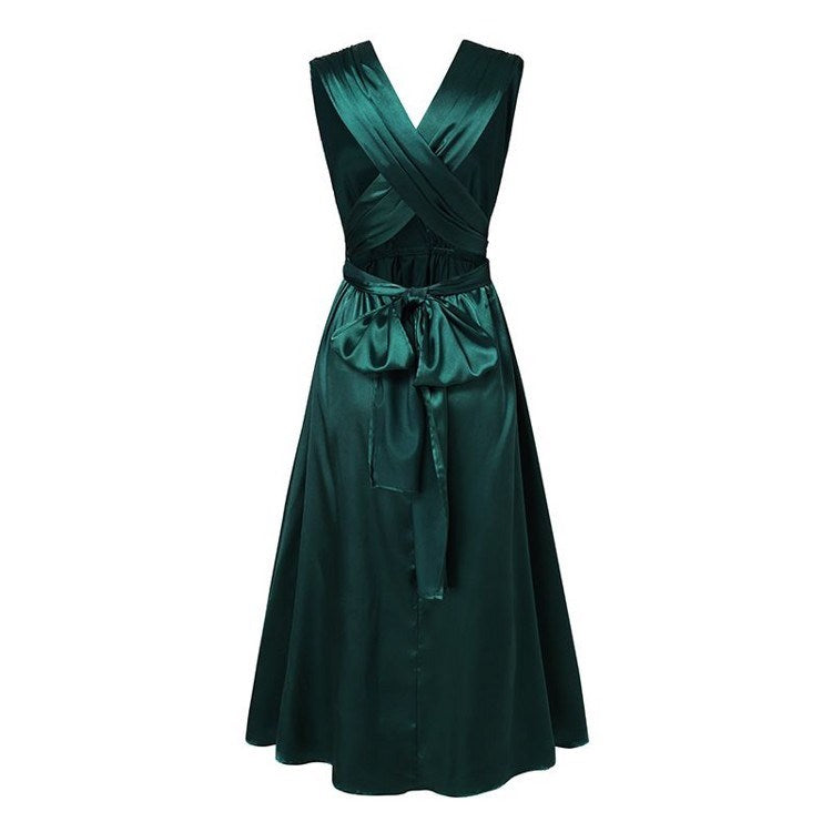 Satin Long Sleeveless Elegant Dress