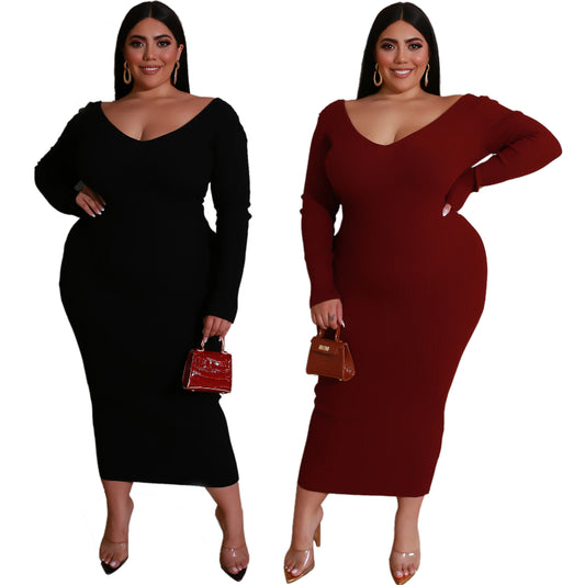 Plus size V-neck dress