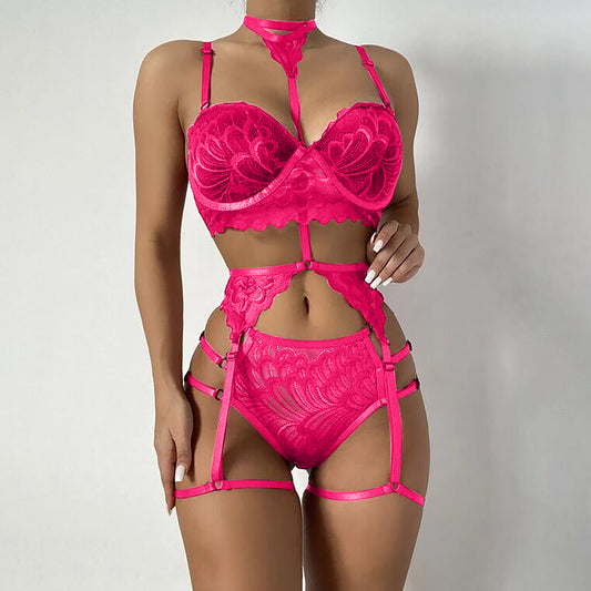 3pcs Wave Lace Lingerie Set