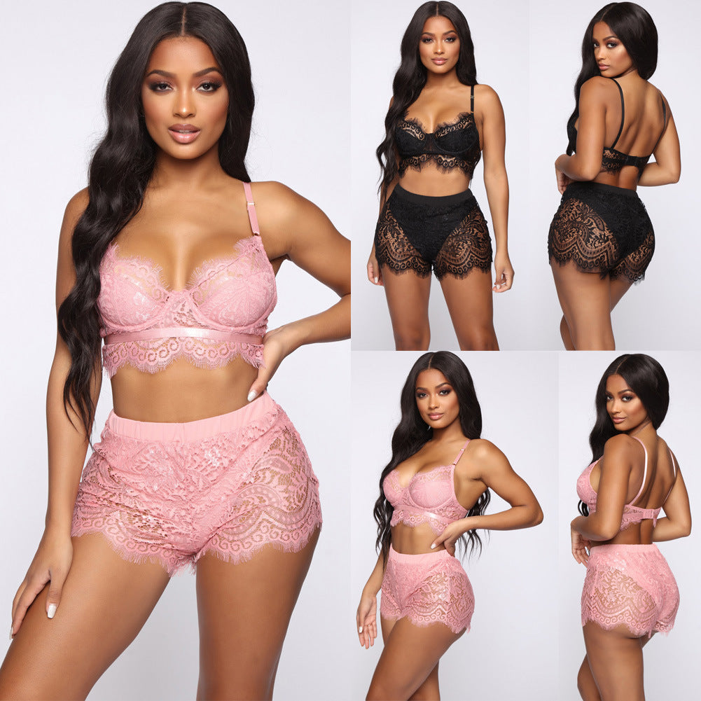 2pcs Lace Shorts Lingerie Set