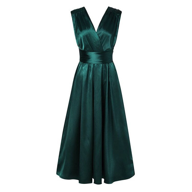 Satin Long Sleeveless Elegant Dress