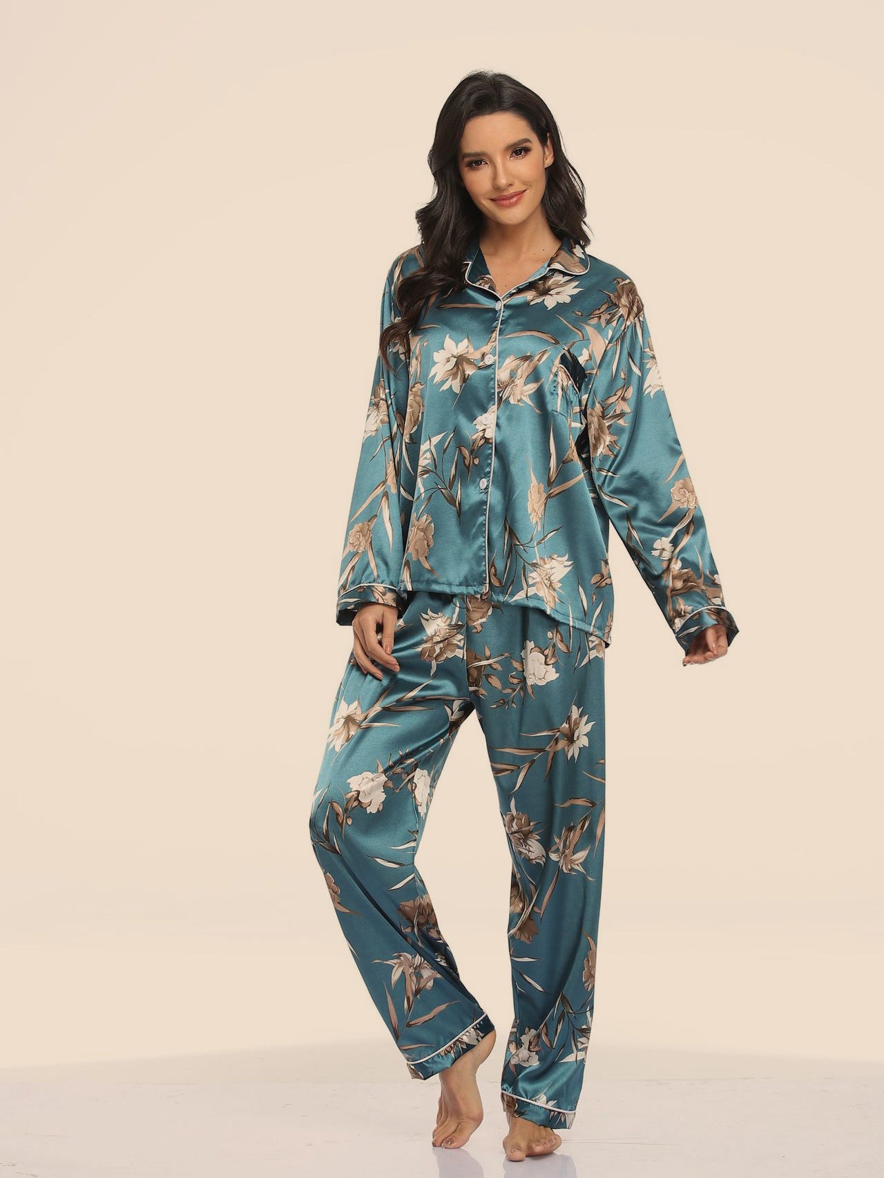 Women Silk Long Sleeve Sleepwear