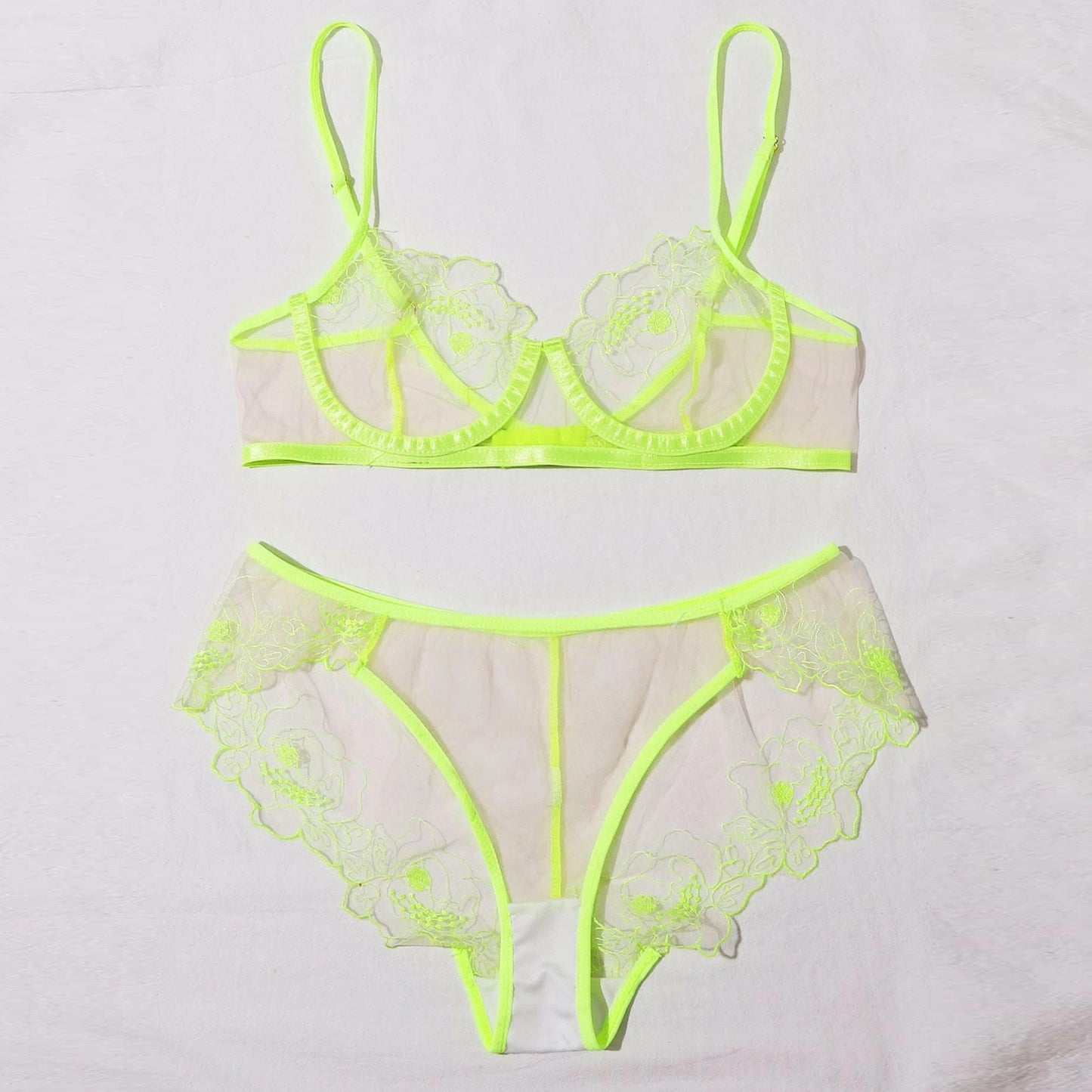 Women's Embroidered Sheer Lingerie Set