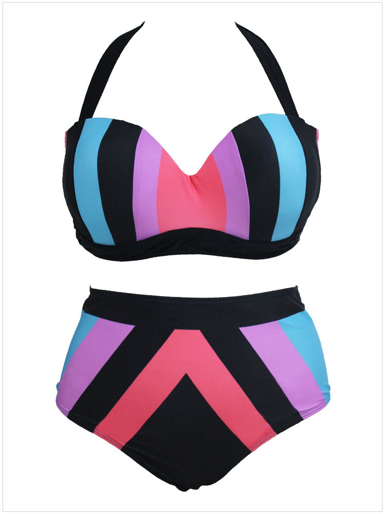 Plus size Halter Top 2pcs Swimsuit Set