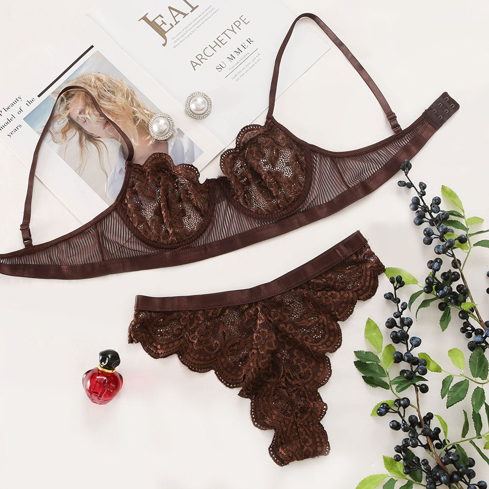 Sexy Lace Flower Bra & Panties Set