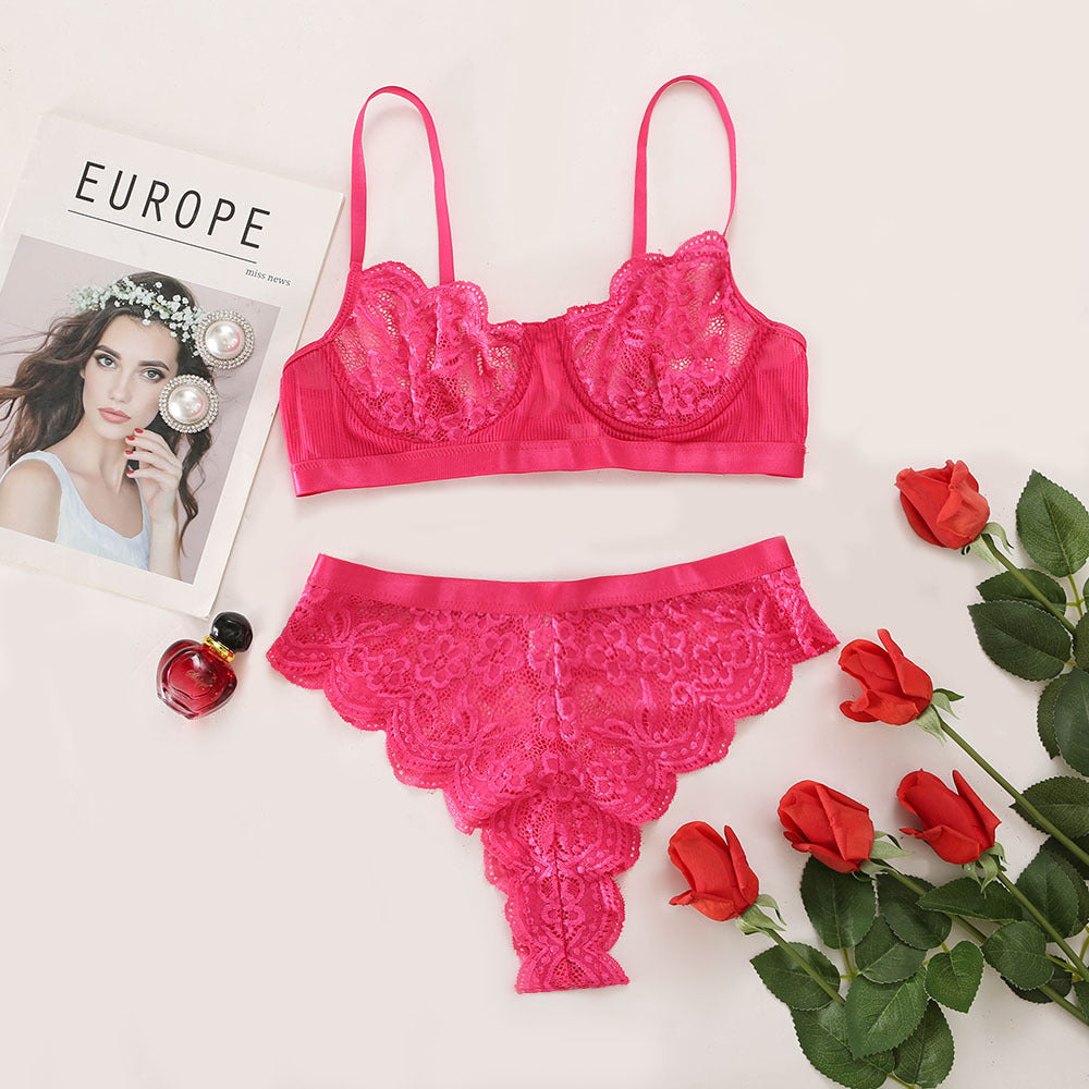 Sexy Lace Flower Bra & Panties Set