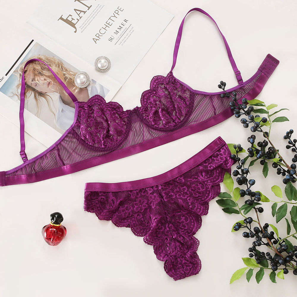 Sexy Lace Flower Bra & Panties Set