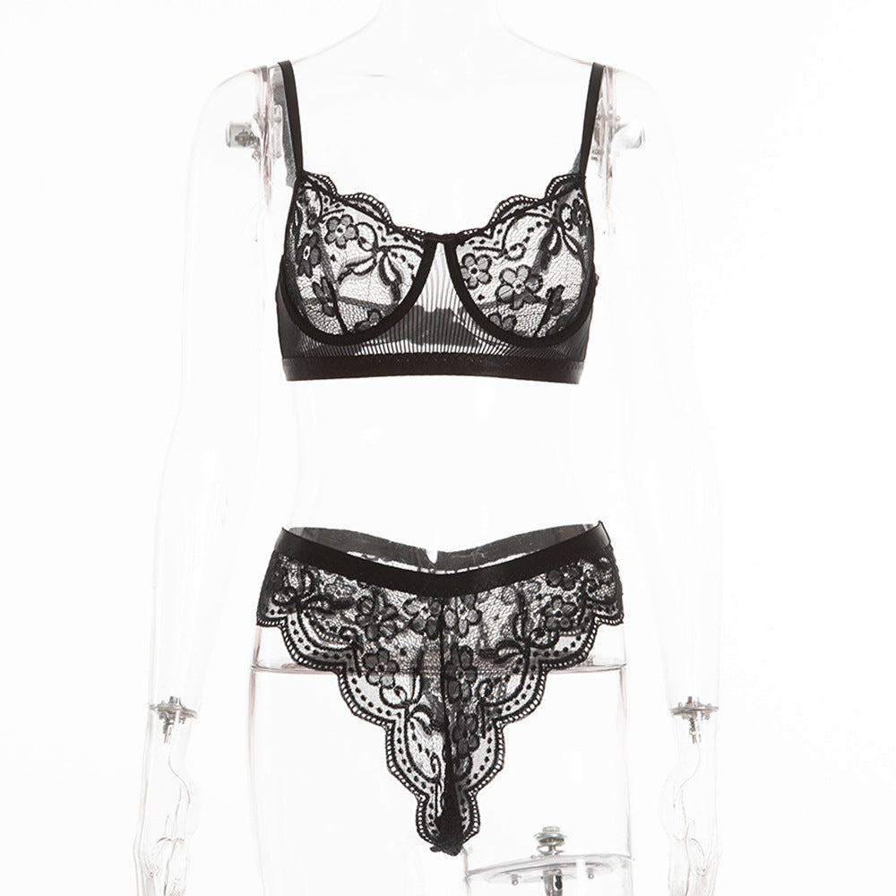 Sexy Lace Flower Bra & Panties Set