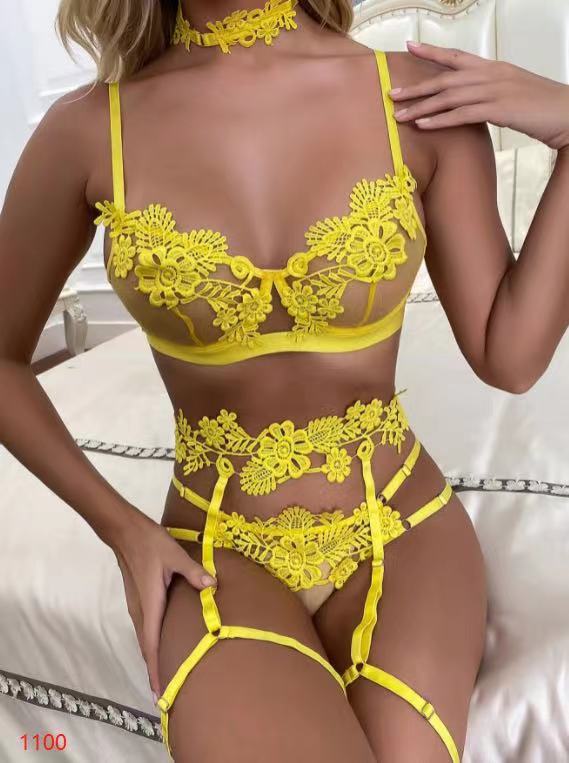 4Pcs Lace-up Lingerie Set