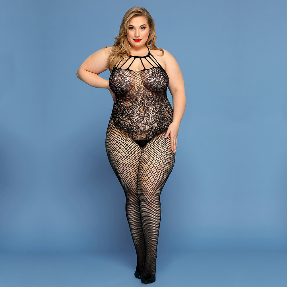 Plus Size Fishnet Lingerie Set