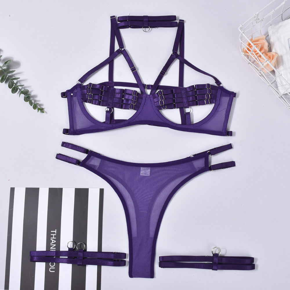 Erotic Straps Across The Breast Lingerie Set